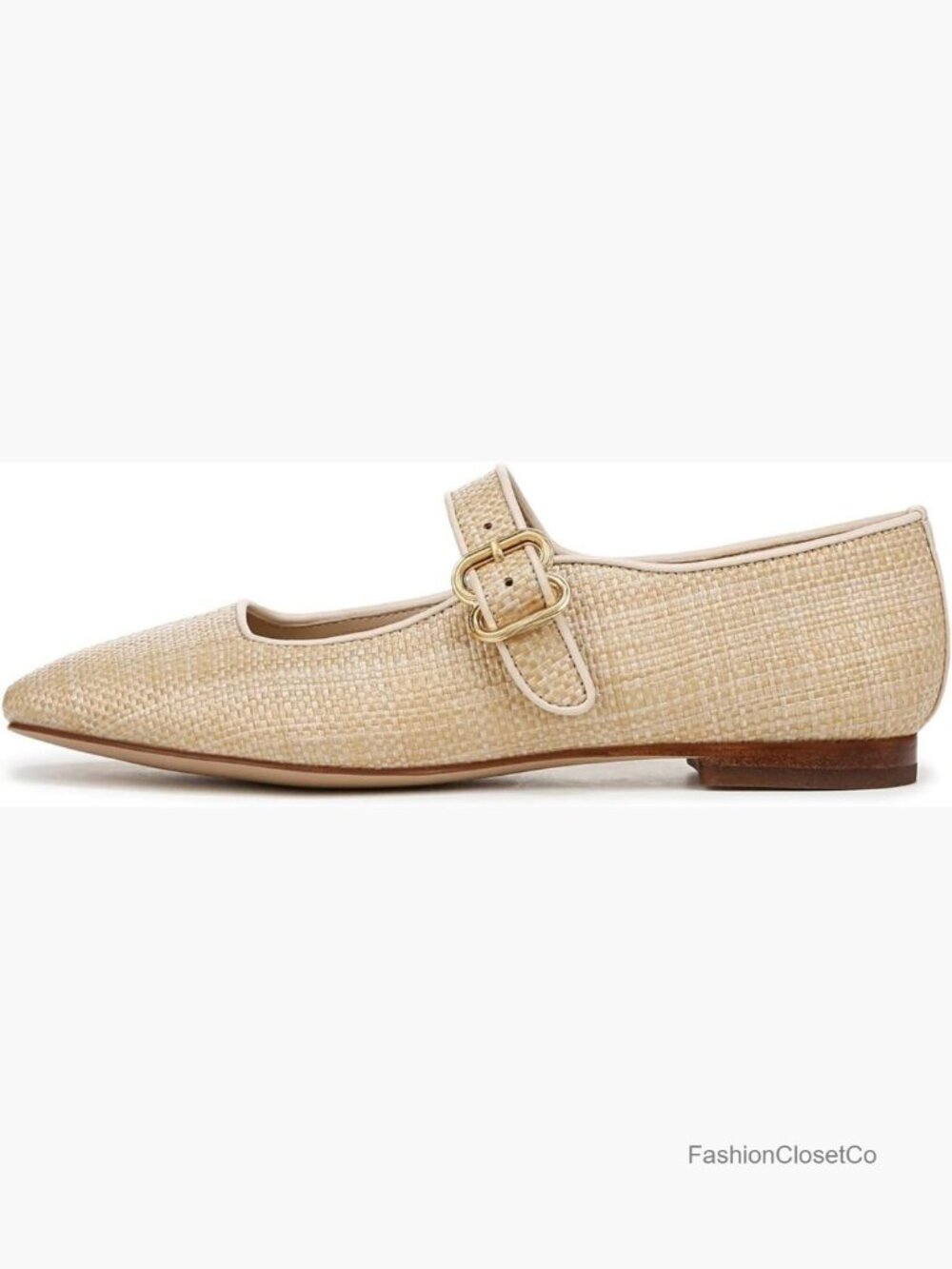 Raffia Mary Jane Ballet Flats Square Toe Buckle Strap Dress Shoes